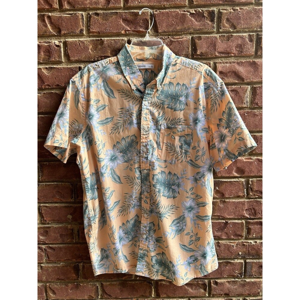 Sonoma Men’s Size XL Peach Floral Button Down. Tropical